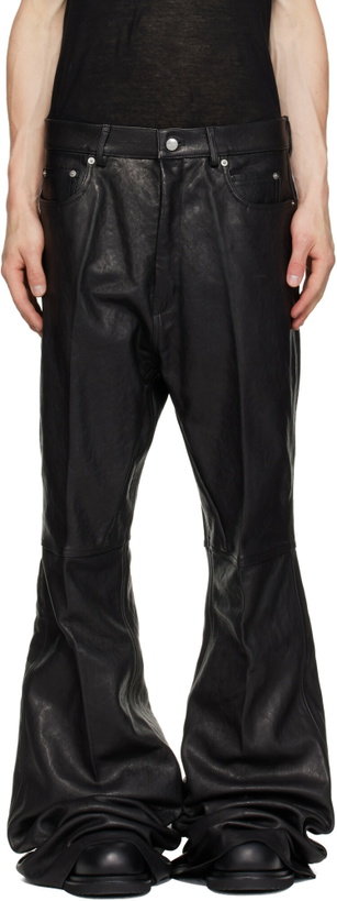 Photo: Rick Owens Black Tower Bolan Bootcut Leather Pants