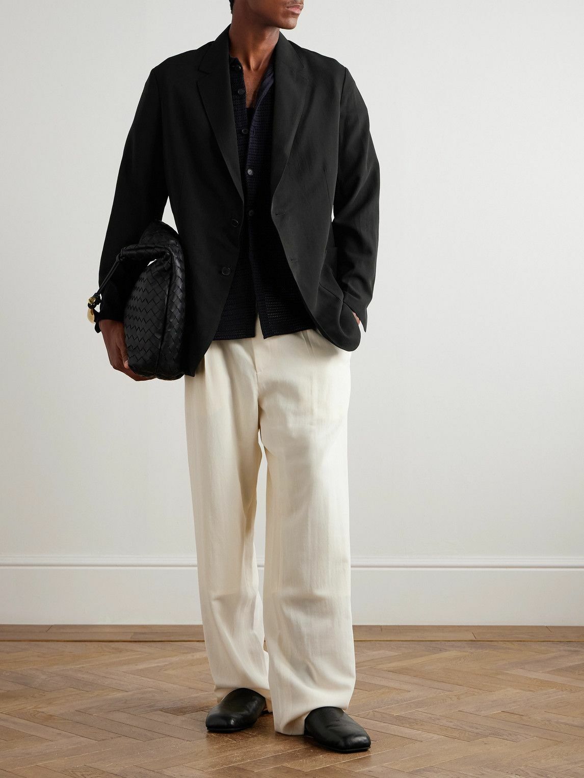 Auralee - Oversized Cotton and Wool-Blend Gabardine Blazer - Black