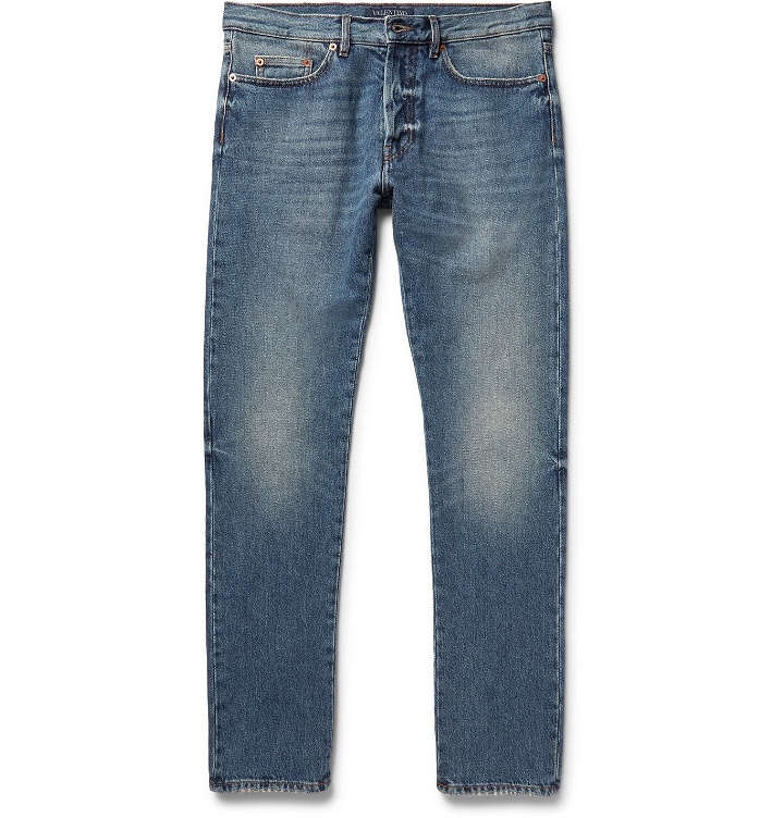 Photo: VALENTINO - Slim-Fit Washed-Denim Jeans - Blue
