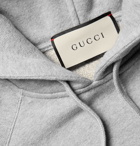 Gucci - Oversized Webbing-Trimmed Loopback Cotton-Jersey Hoodie - Men - Gray