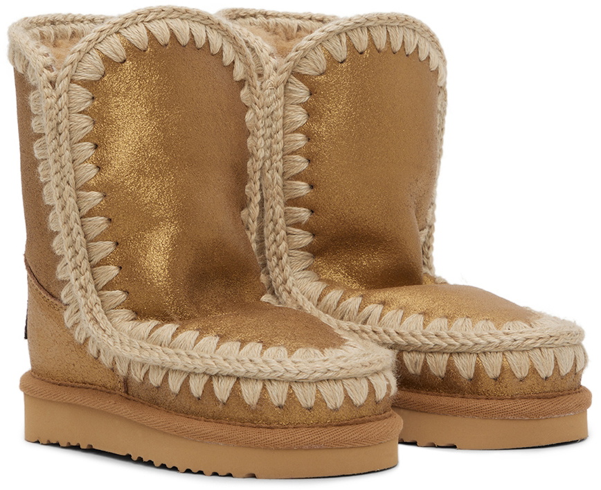 Mou Kids Gold Suede Boots