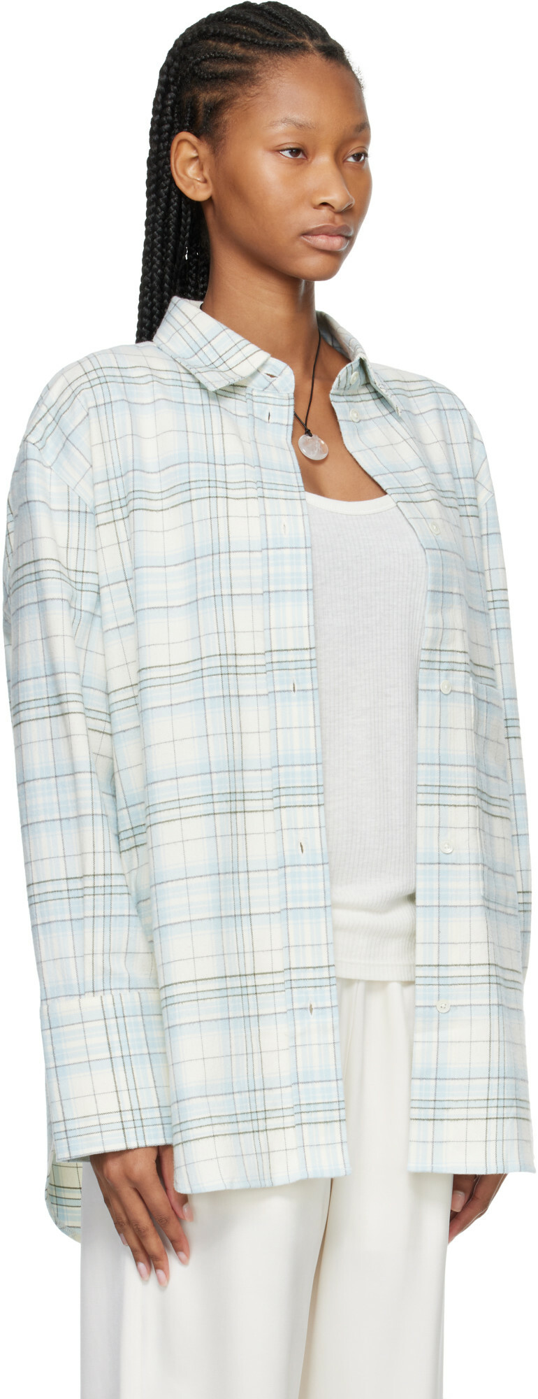 Róhe Blue Flannel Check Shirt