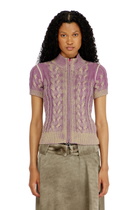 Diesel Short-sleeve zip cardigan in cable knit - Knitwear Womens in Multicolor