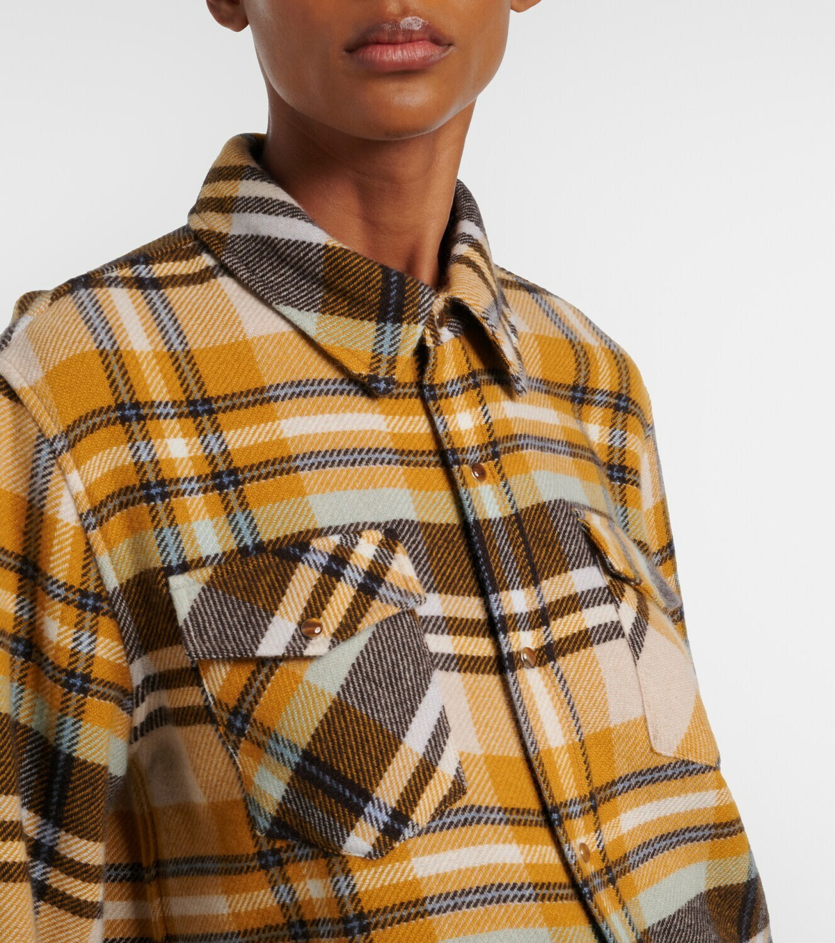 God's True Cashmere Abundance Tartan cashmere shirt with tiger's eye