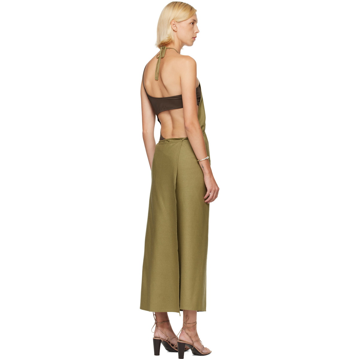 Baserange Green Apron Midi Dress