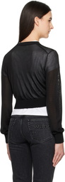 alexanderwang.t Black Logo-Embroidered Cropped Cardigan