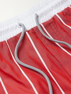 BRUNELLO CUCINELLI - Mid-Length Striped Swim Shorts - Red