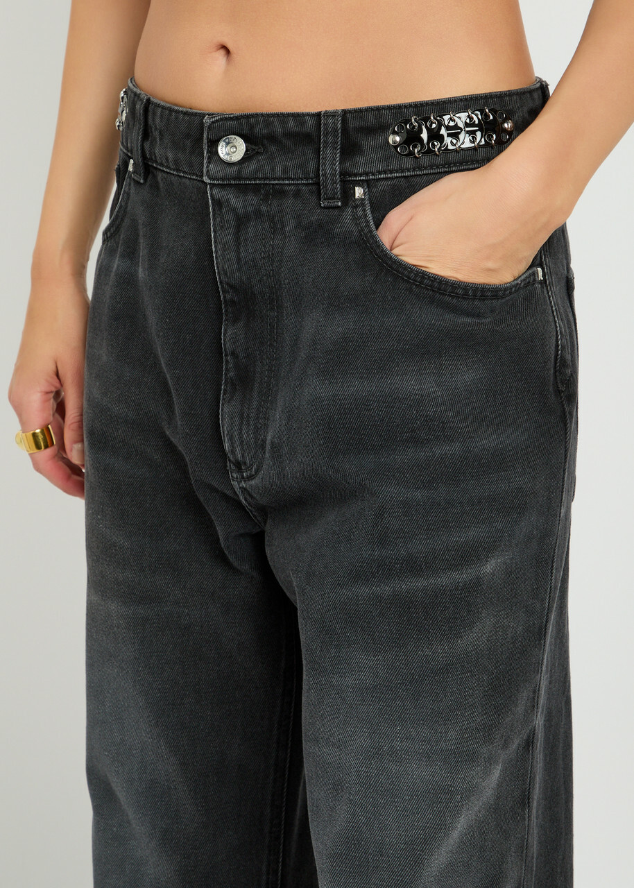 Rabanne Chain-embellished Straight-leg Jeans Black