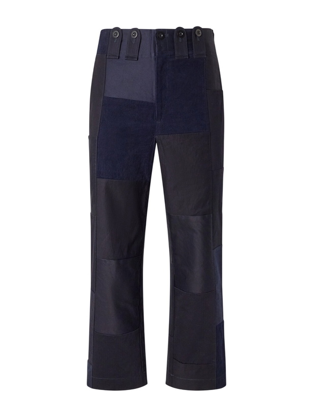 Photo: Junya Watanabe - Patchwork Straight-Leg Paneled Cotton-Twill Trousers - Blue