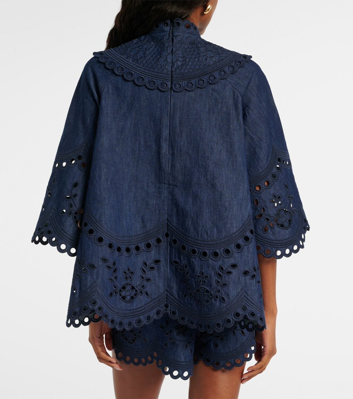 Zimmermann Mahon broderie anglaise denim top