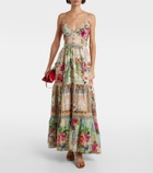 Camilla Embellished floral linen maxi dress