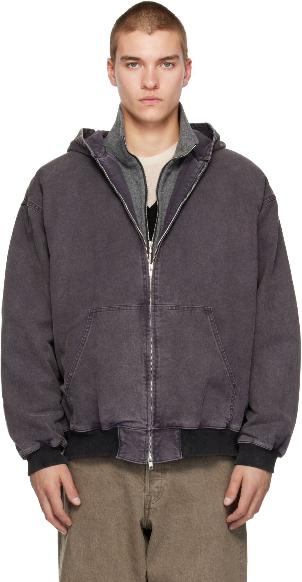 ssstein Gray Vintage Hooded Jacket