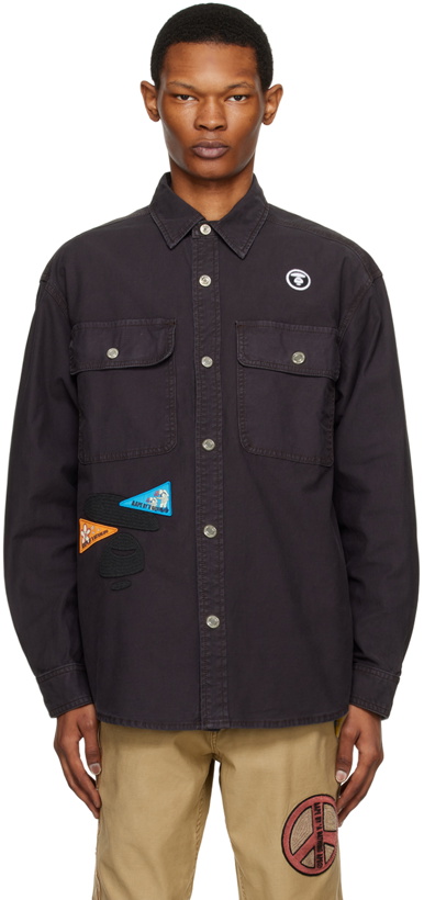 Photo: AAPE by A Bathing Ape Black Embroidered Shirt