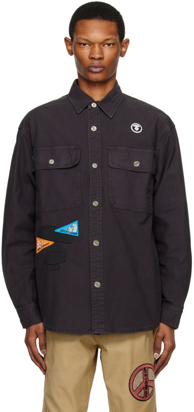 Photo: AAPE by A Bathing Ape Black Embroidered Shirt