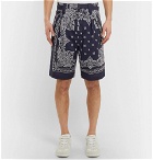 Sacai - Printed Woven Shorts - Men - Navy