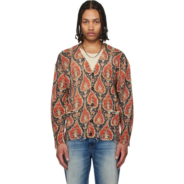 Photo: R13 Black & Orange Printed Boyfriend Cardigan