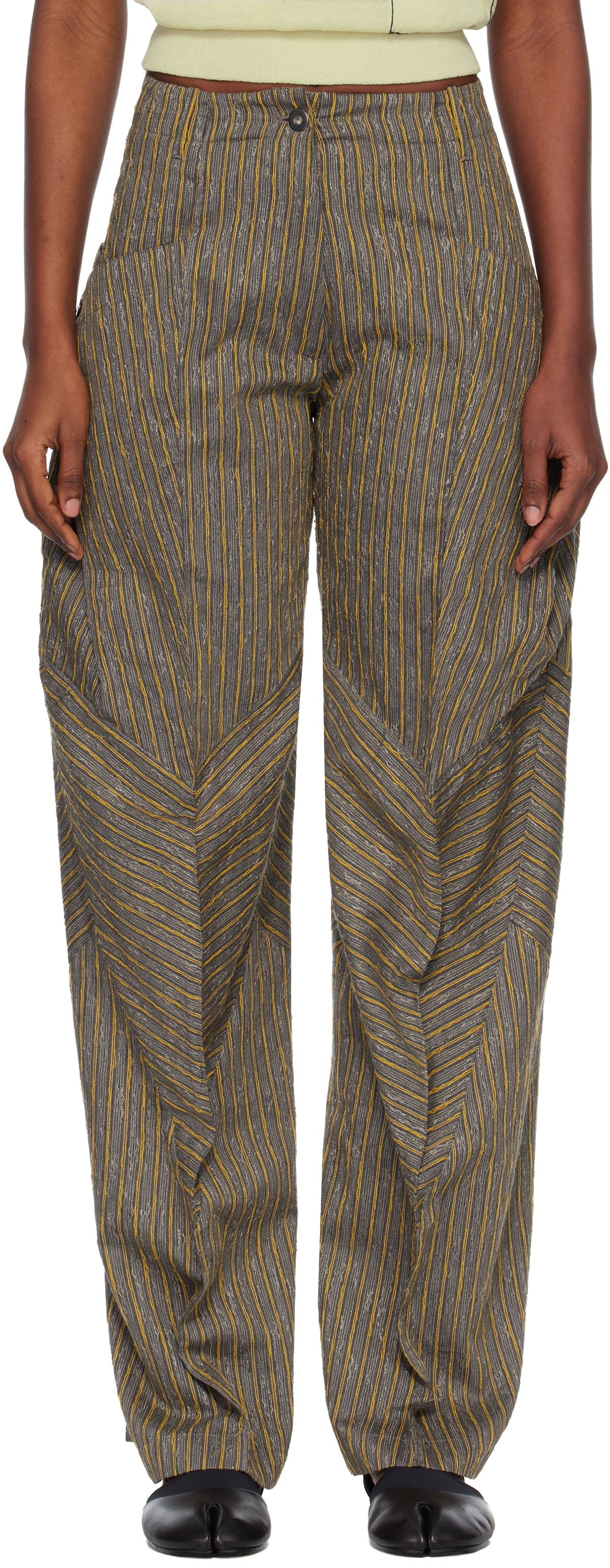 Kiko Kostadinov Gray & Yellow Centennial Trousers