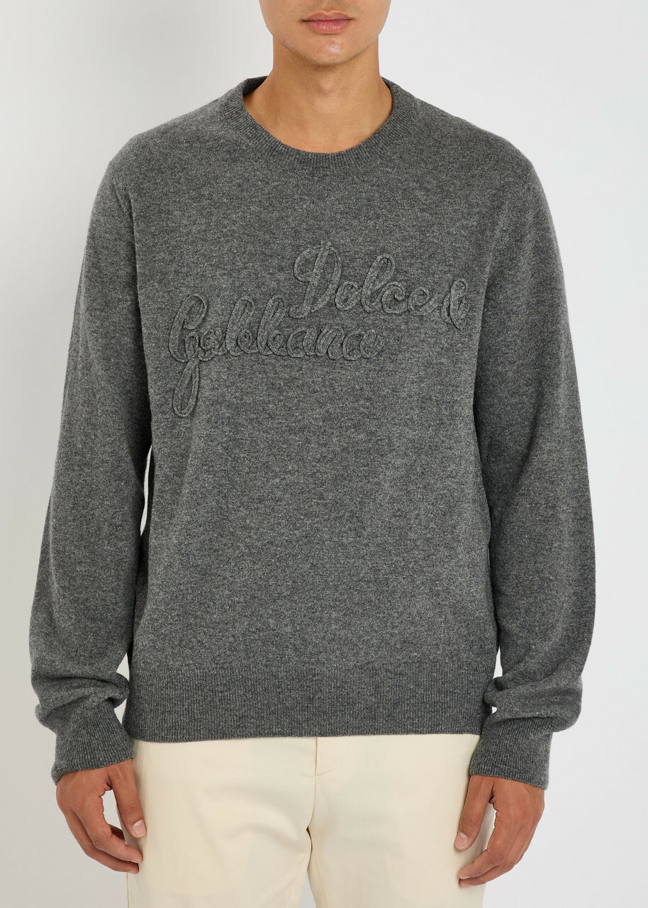 Dolce & Gabbana Logo-appliquéd Wool Sweatshirt Anthracite