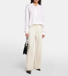 Toteme Cable-knit wool-blend wide-leg pants