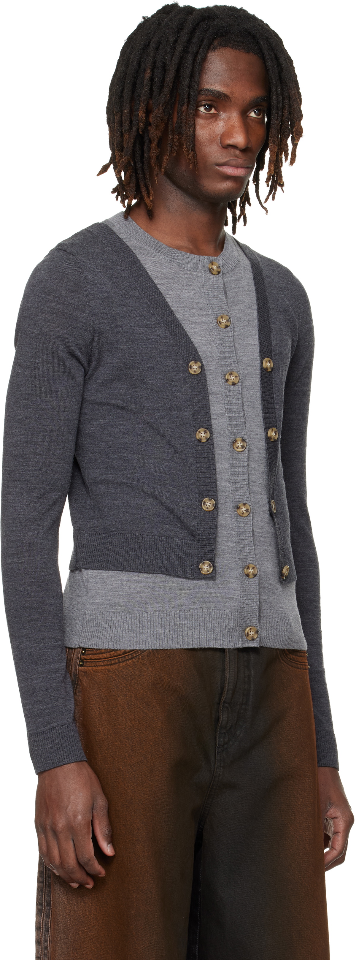 EGONlab Gray Illusion Layered Cardigan
