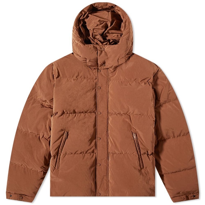 Photo: Represent Men's Nylon Hooded Puffer Jacket in Dark Brown