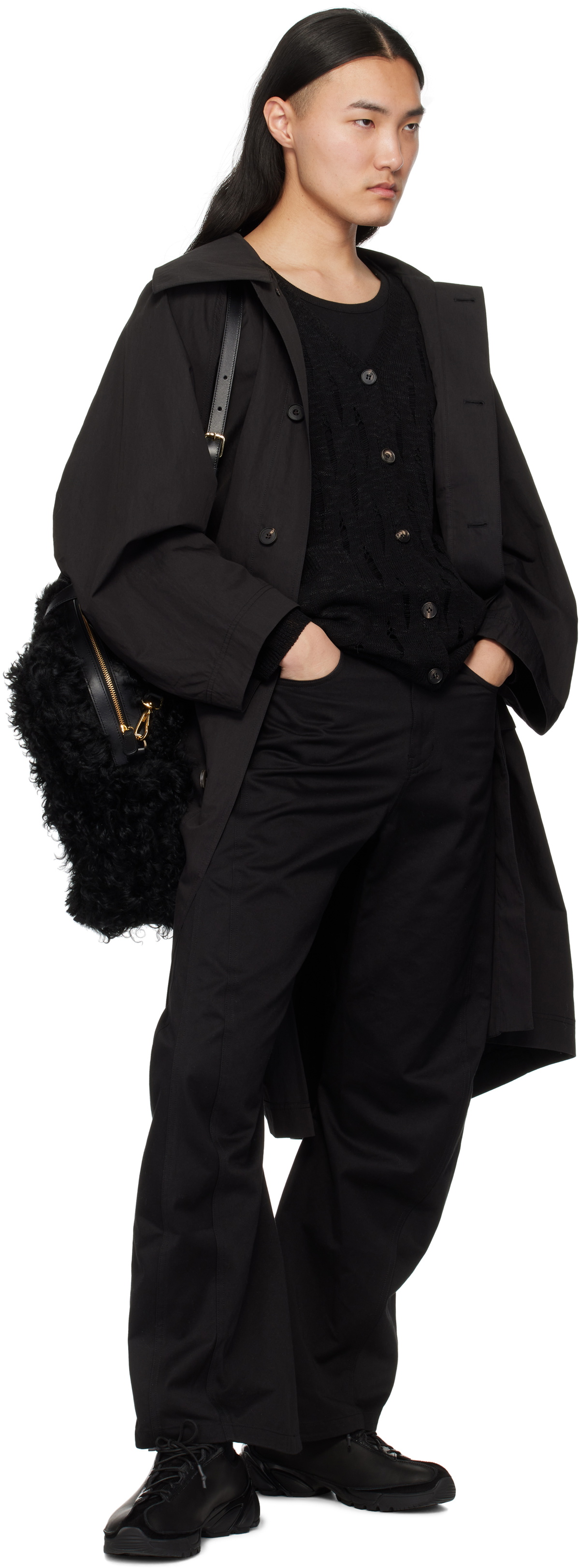 lesugiatelier Black Travel Mac Coat
