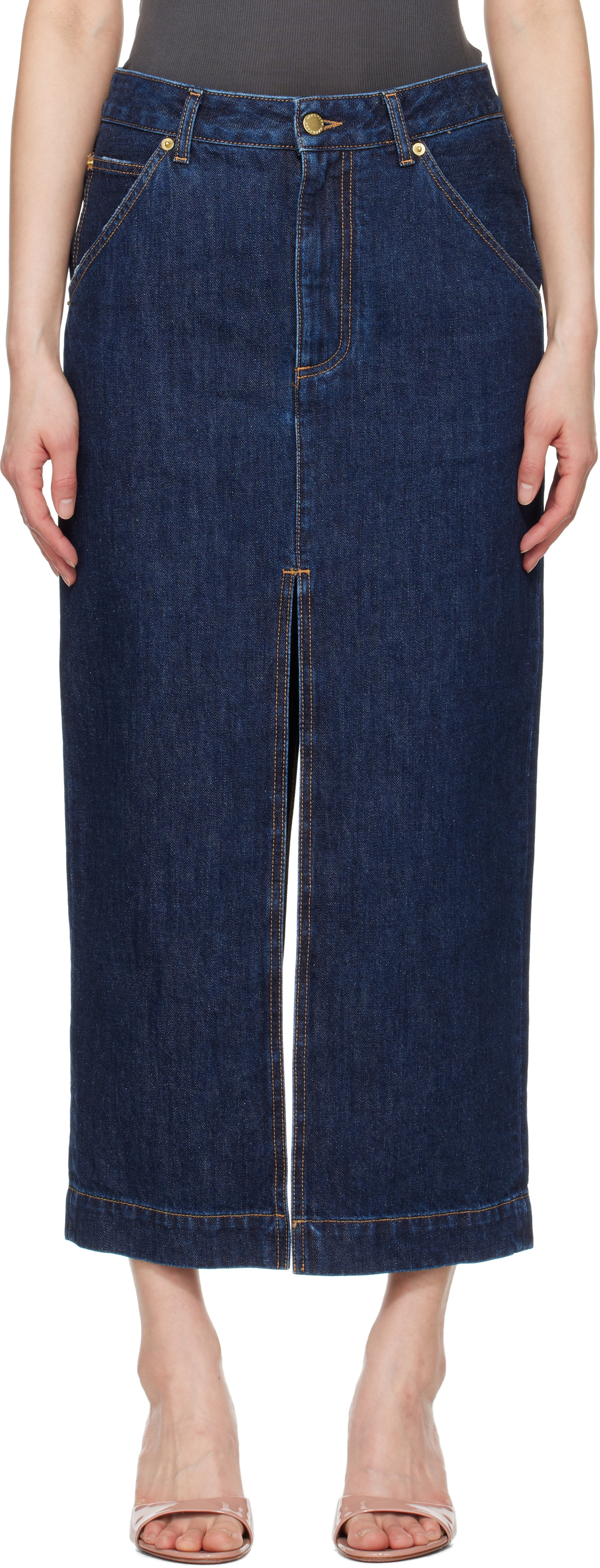 Takika Midi Skirt in Midnight Blue Check