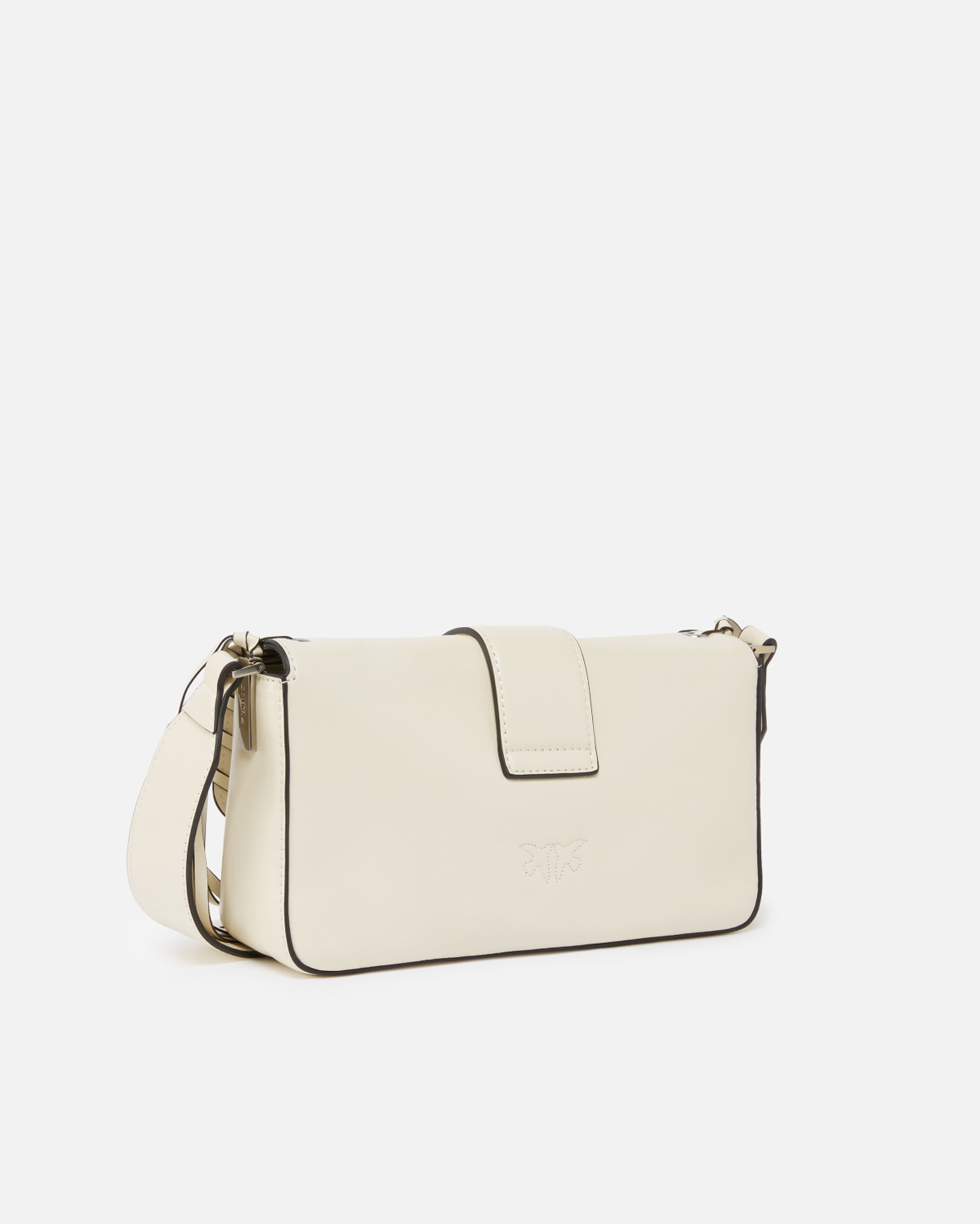 Pinko Soft Love Bag Slouchy Shoulder Bag With Fringes Silk White Brushed Silver