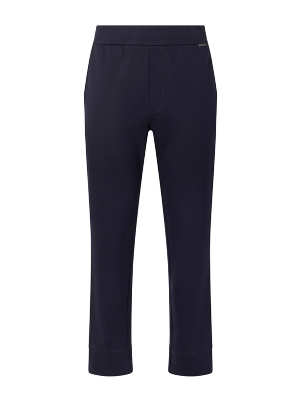 Photo: Moncler - Tapered Stretch-Cotton Jersey Sweatpants - Blue