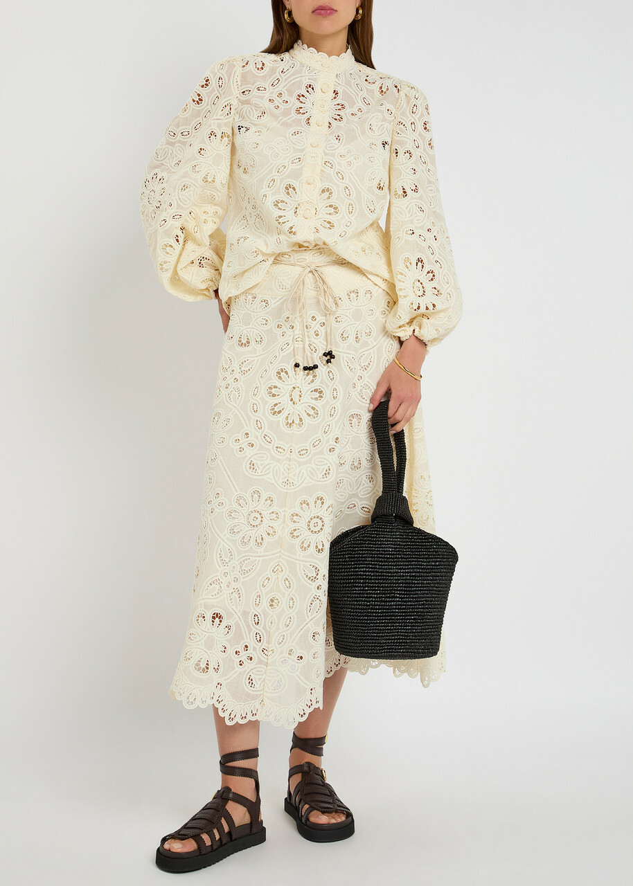 rhiannon embroidered midi dress Atlantic Rhiannon Fringe Denim Midi Dress