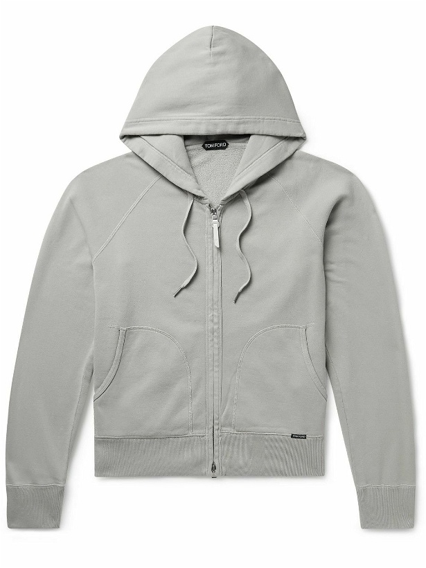 Photo: TOM FORD - Garment-Dyed Cotton-Jersey Sweatshirt - Gray