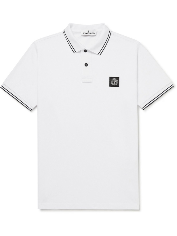 Photo: Stone Island - Logo-Appliquéd Stretch-Cotton Piqué Polo Shirt - White