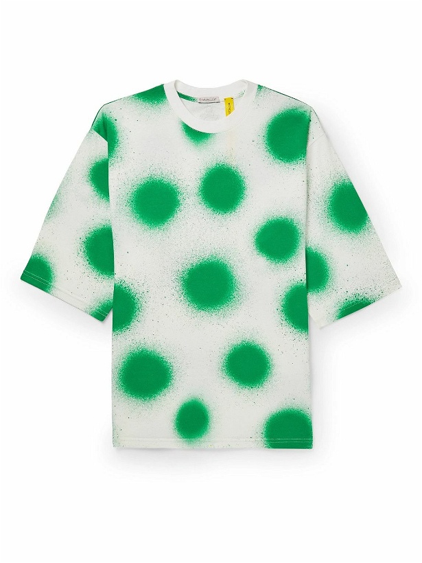 Photo: Moncler Genius - JW Anderson Garment-Dyed Printed Cotton-Jersey T-Shirt - Green