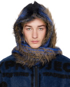 Y/Project Black & Blue Hairy Gradient Hooded Scarf