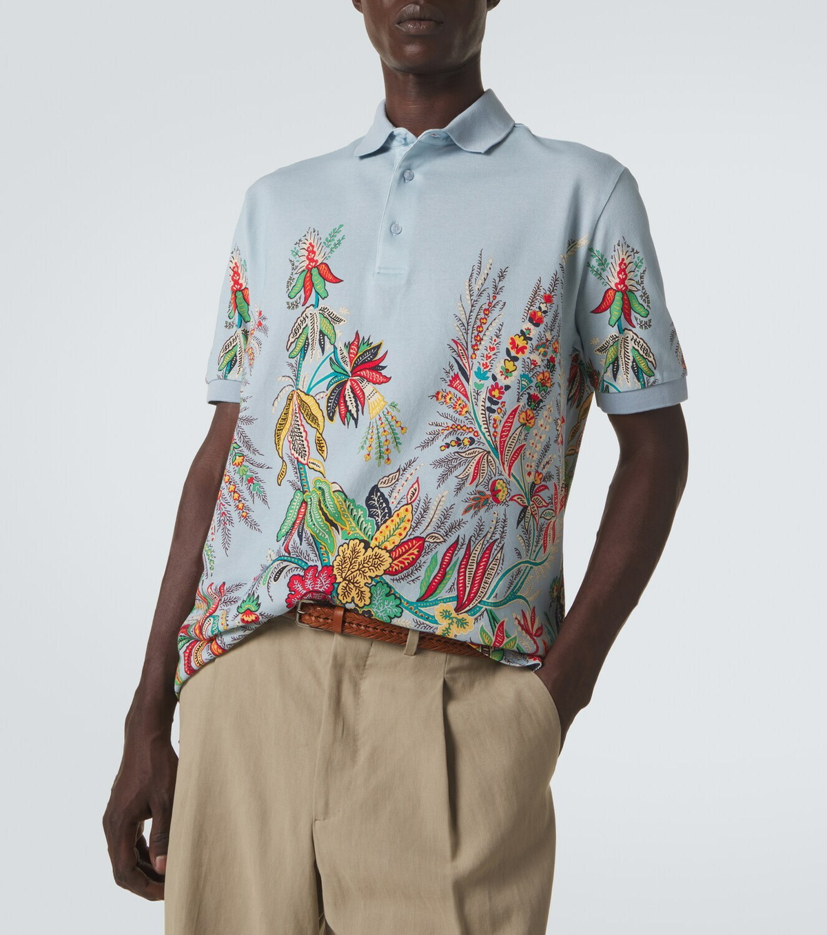 Etro Printed cotton piqué polo shirt