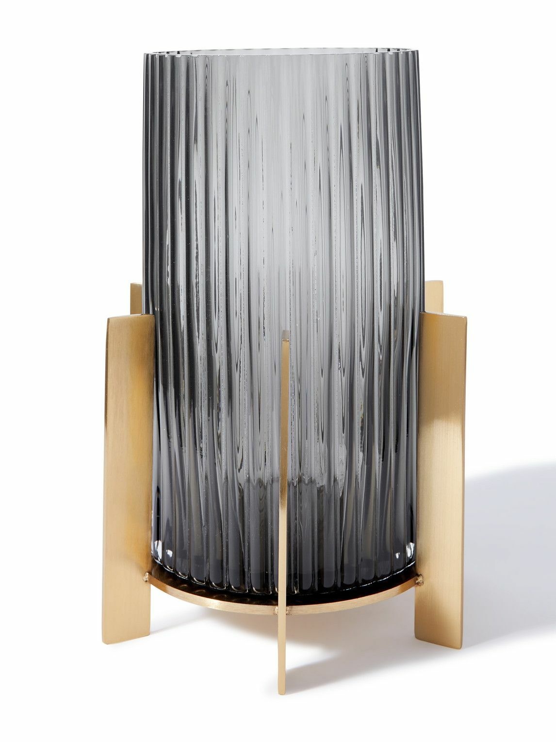Soho Home - Lingley Hurricane Large Ribbed Glass and Brass Candle ...