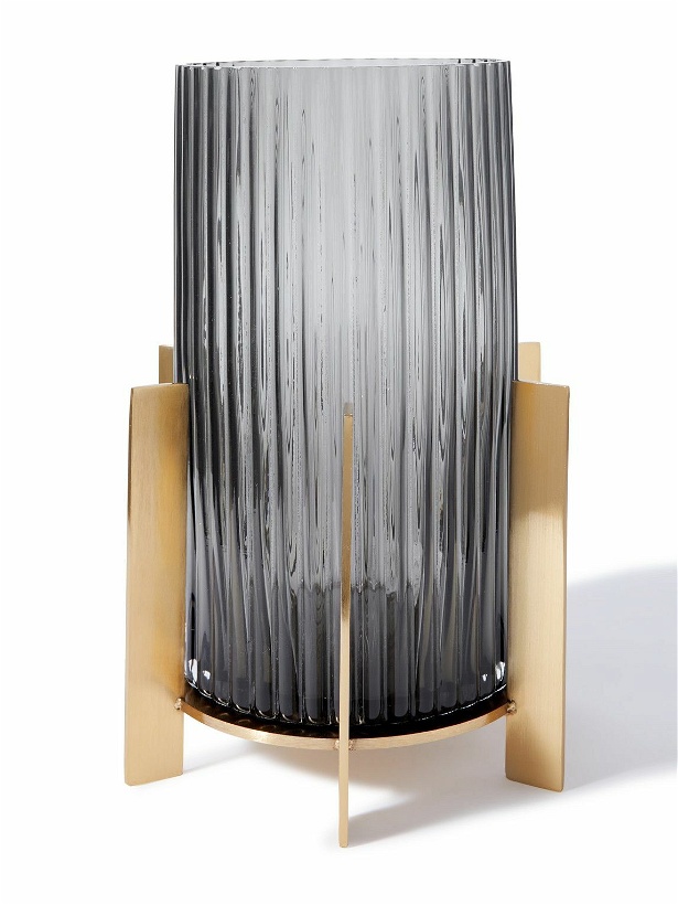 Photo: Soho Home - Lingley Hurricane Large Ribbed Glass and Brass Candle Holder