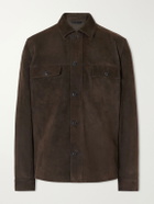 Sunspel - Suede Overshirt - Brown