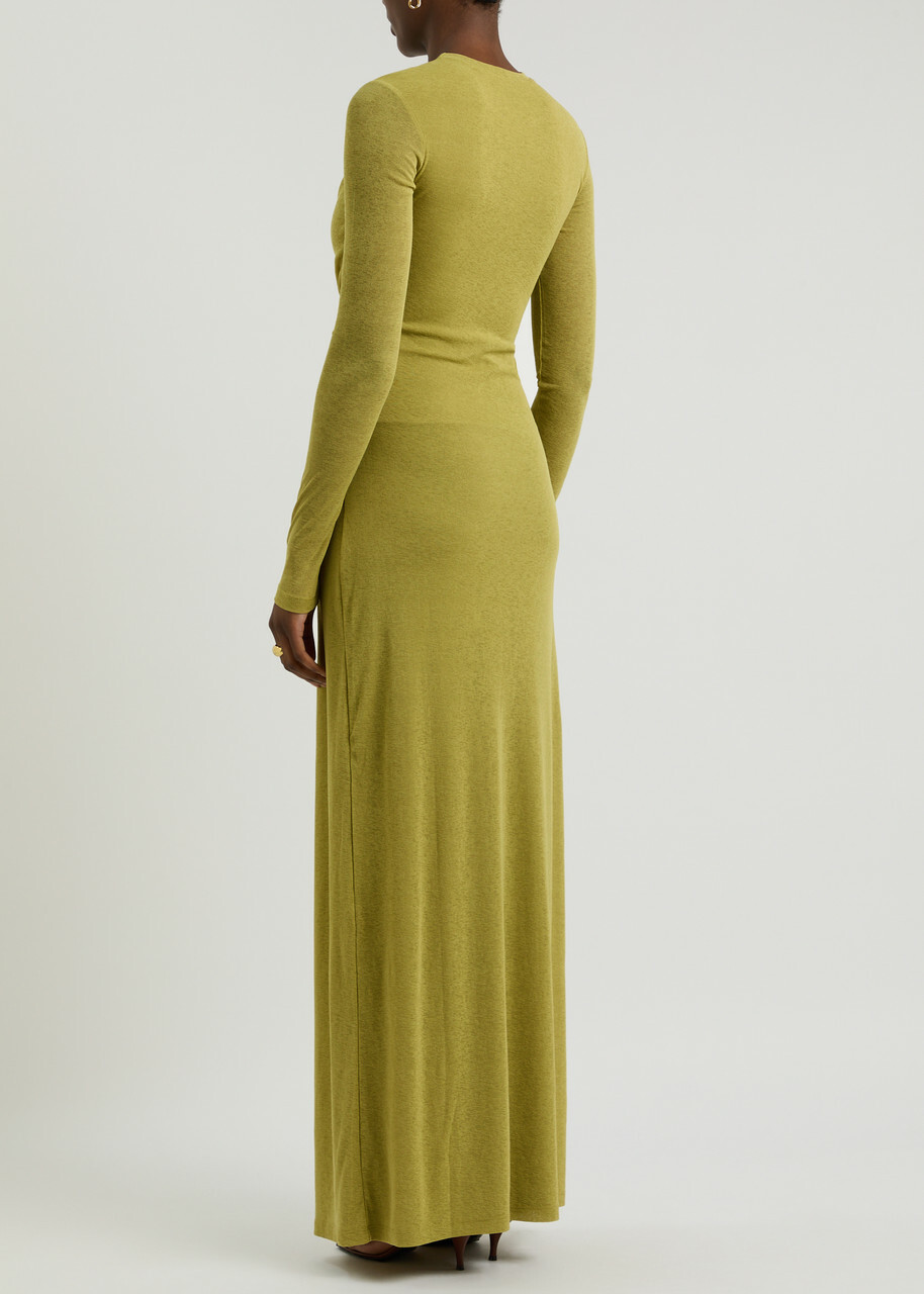 Nanushka Rozal Knotted Jersey Maxi Dress Green