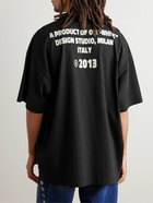 Off-White - Crystal-Embellished Logo-Print Cotton-Jersey T-Shirt - Black