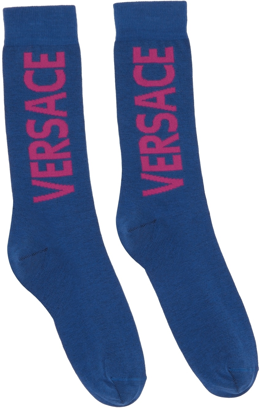 Versace Blue Logo Socks Versace