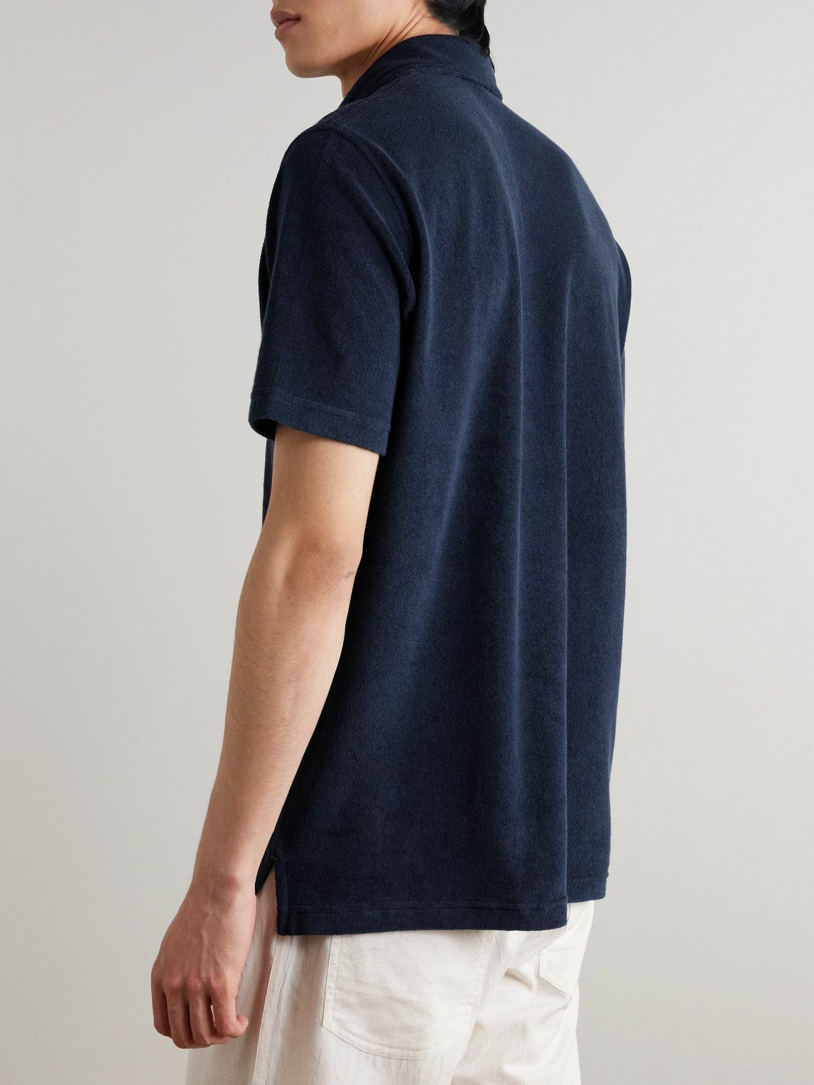 Sid Mashburn - Cotton-Terry Polo Shirt - Blue Sid Mashburn