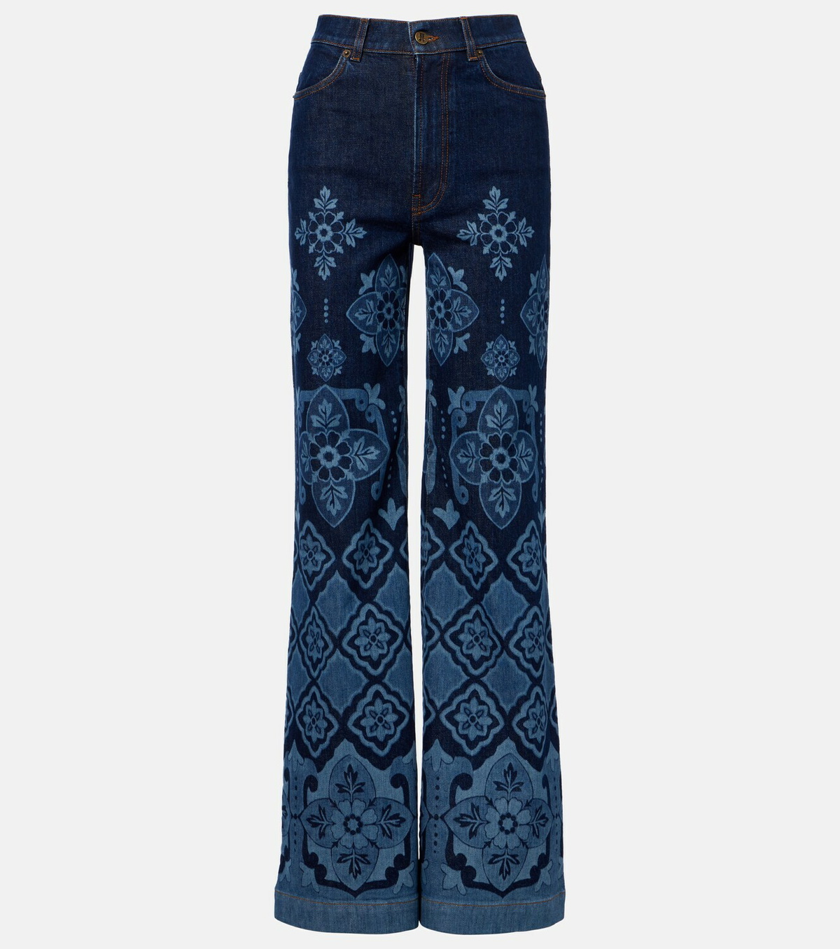 La DoubleJ Partenope printed high-rise flared jeans