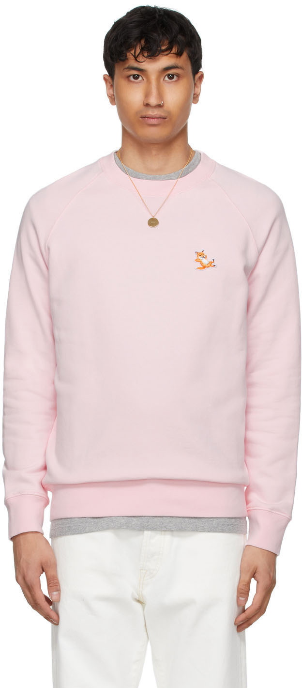 Maison Kitsuné Pink Chillax Fox Patch Classic Sweatshirt Maison