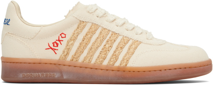 Photo: Dsquared2 Beige Summer Lovers Raffia Boxer Sneakers