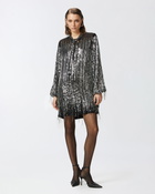 Pinko Mini Dress With Sequins And Fringing Black/Silver