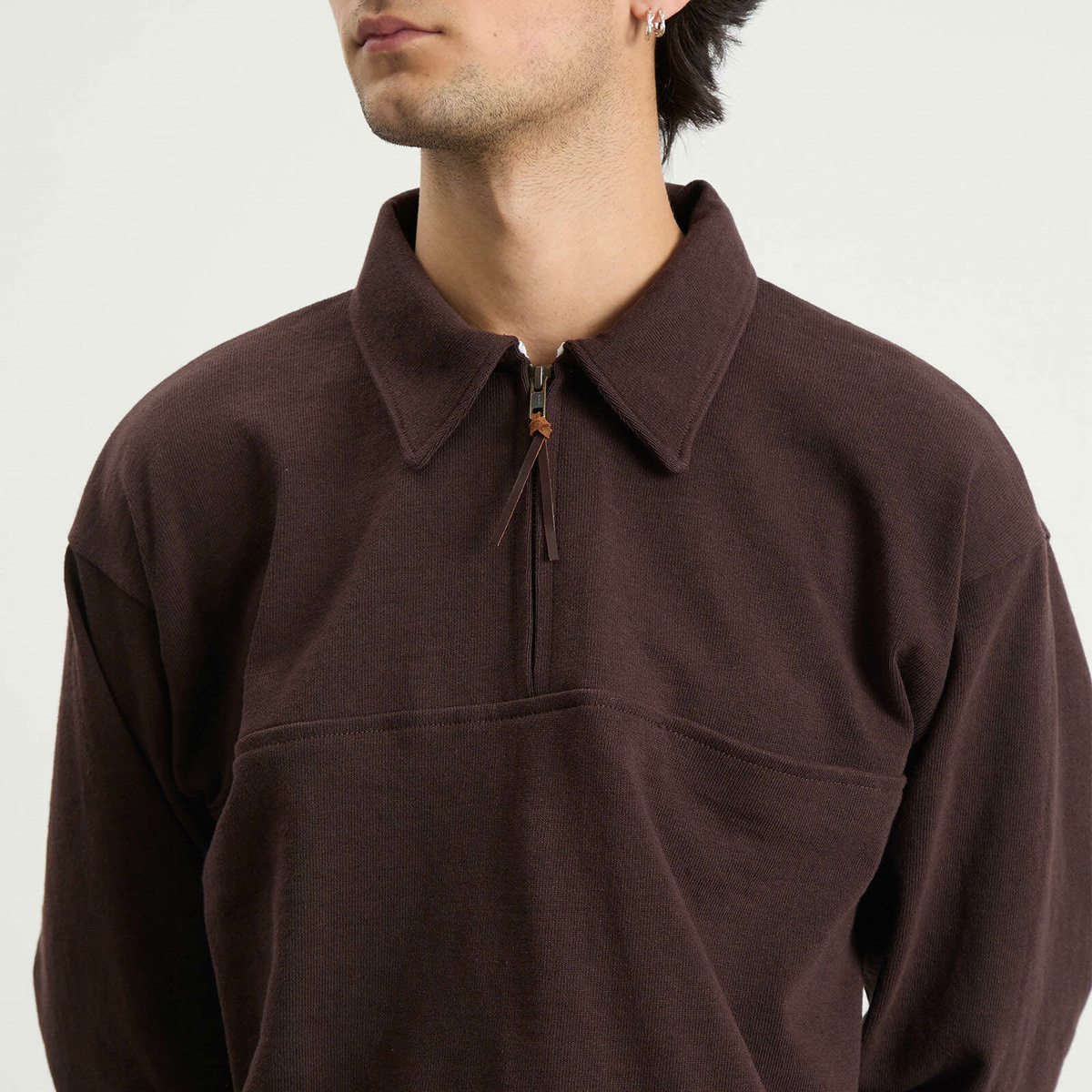 Café Mountain Men's Quarter Zip Heavy Sweat in Earth