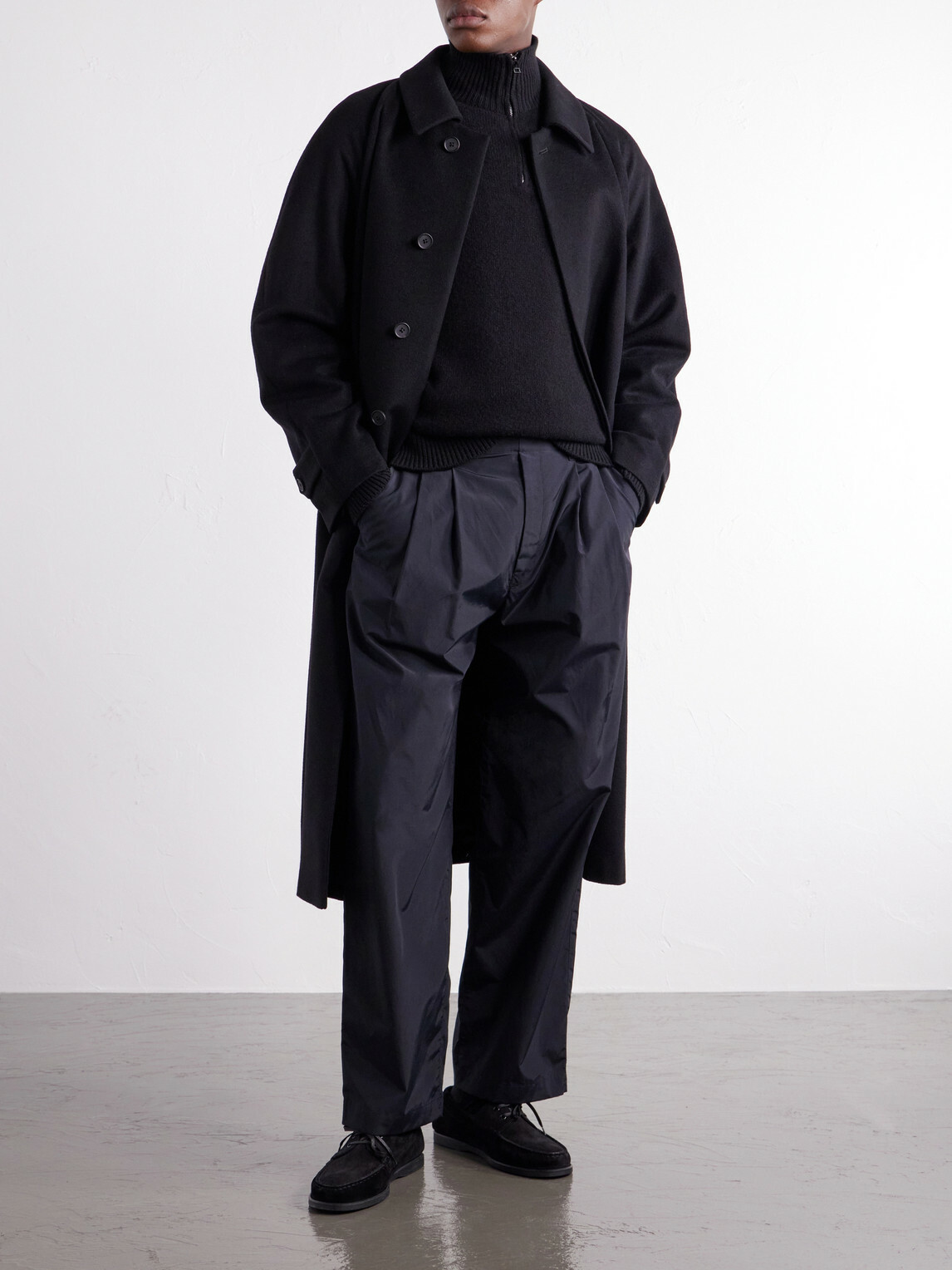 ssstein - Belted Wool and Cashmere-Blend Coat - Black