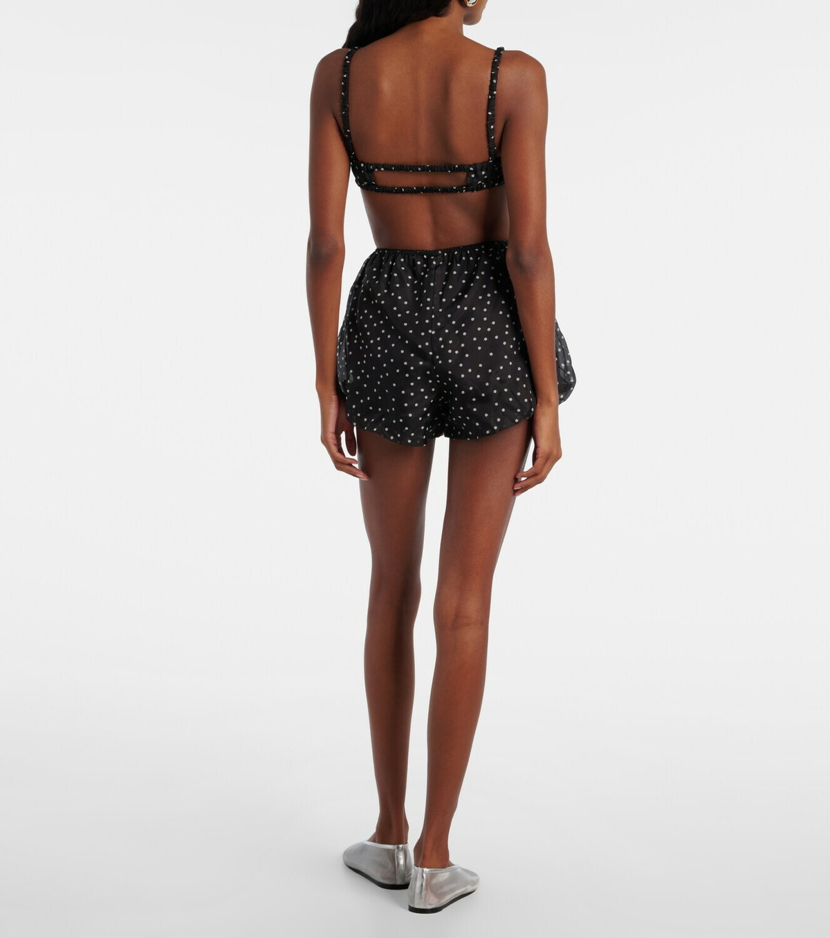SIR Polka-dot high-rise silk shorts