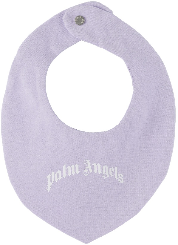 Photo: Palm Angels Baby Purple Curved Logo Bib